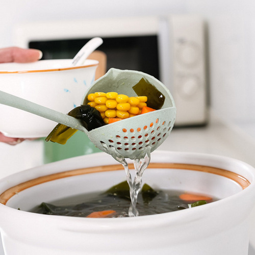 Kitchen wheat straw soup spoon colander two-in-one environmentally friendly tableware hot pot dual-purpose soup spoon hot ladle wholesale