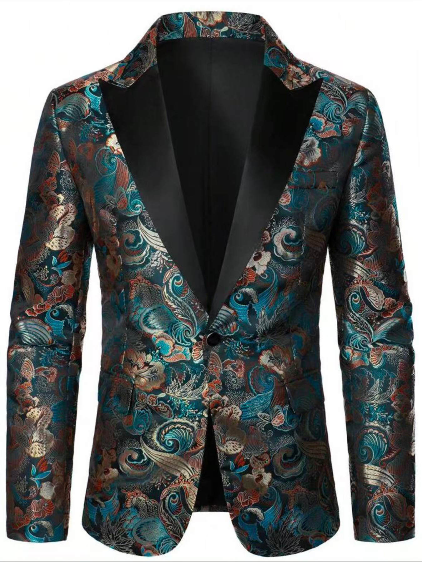 Slim-Fit-Blazer mit Blumenmuster für Herren – Trendiger Business-Casual-Stil – Neue Anzugjacke für alle Jahreszeiten_voghion.com