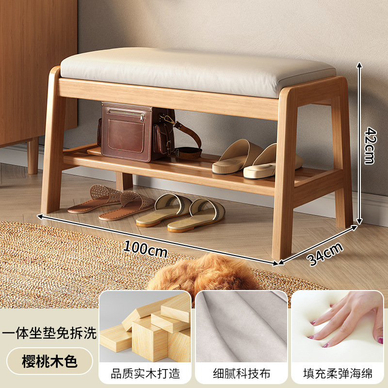 Taburete para cambiador de zapatos de madera maciza para uso doméstico Taburete para zapatos Taburete de bolsa suave Zapatero porche estante para zapatos para sentarse en la puerta