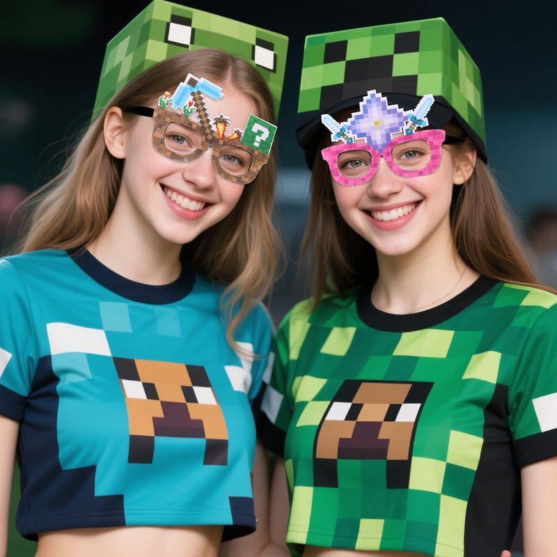 Minecraft Cartoon Funny Photo Glasses Headband Game Theme Party Decoration Supplies Heart Pixel Headband Minecraft Cartoon Funny Photo Glasses Headband Game Theme Party Decoration Supplies Heart Pixel Headband