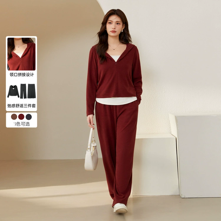 Funny Show большой размер женская корейская модная темперамент расслабляет комфорт три комплекта толстый mm2024 осенний костюм новый