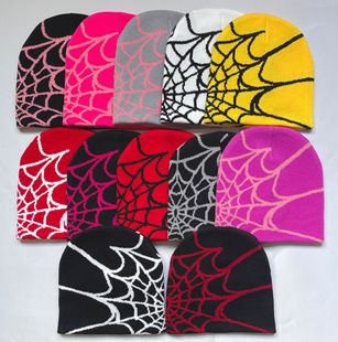 Cross-Border Customizable Knitted Hats for Men and Women, Cold Hats, Autumn and Winter Cycling Hats, Spider Web European and American Warm Adult Hats, Woolen Hats