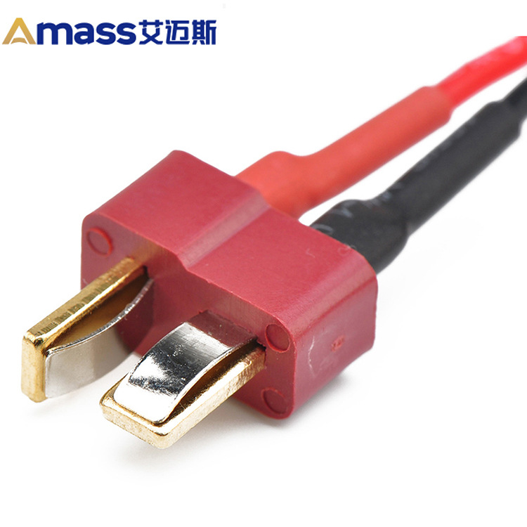 艾邁斯T插充電線14AWG 30cm硅膠線4mm香蕉插頭AMASS