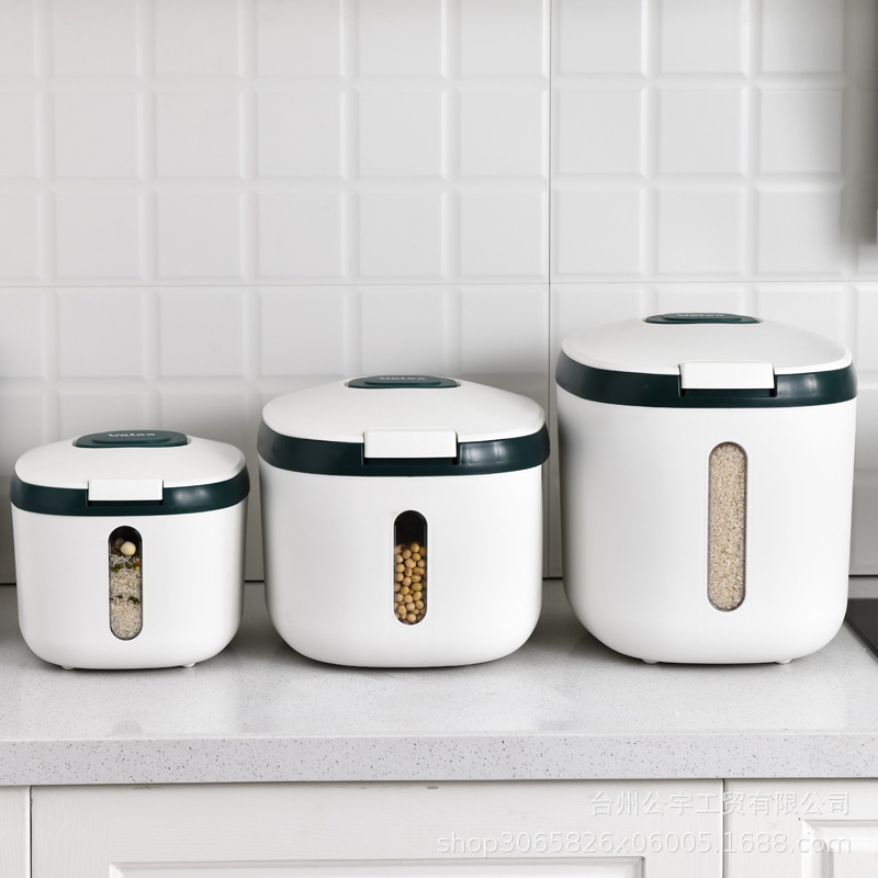 Suministro directo de fábrica de plástico sellado Cubo de arroz hogar a prueba de insectos a prueba de humedad cocina caja de arroz automático 20 L Cubo de arroz de plástico