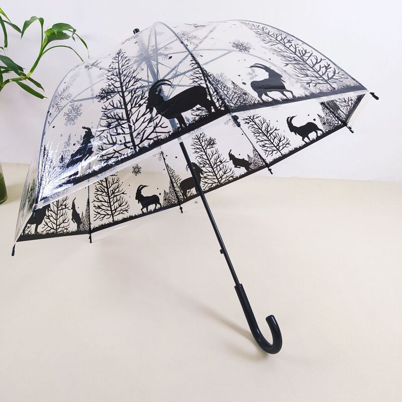 Apollo umbrella straight rod long handle transparent umbrella British style animal ink painting bird cage umbrella student gift foreign trade umbrella