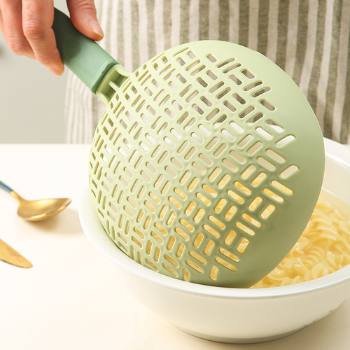 Silicone Large Ladle Kitchen Daily Use Nylon Long Handle One-Piece Noodle Scoop Dumpling Wonton Heat-Resistant Drain Ladle