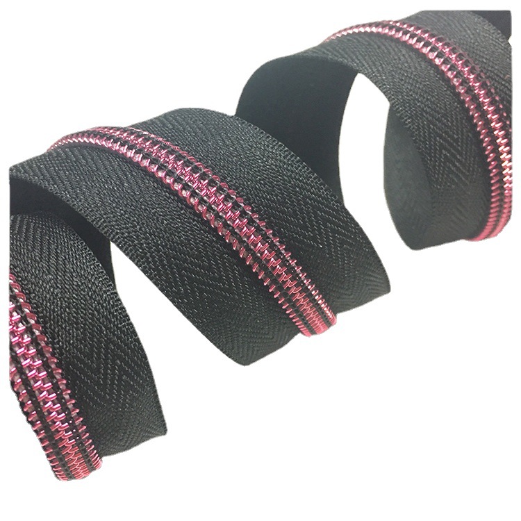 尼龙拉链批发供应3#5#8#黑布紫色牙尼龙拉链欧标环保