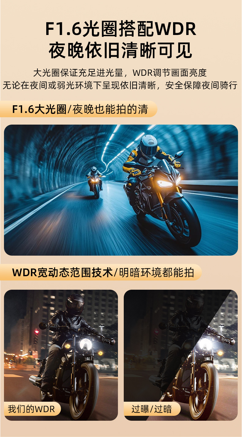 Electric vehicle dashcam, wireless riding recorder, 1080P, easy to detach, app mobile phone connectivity, compatible with all vehicle types