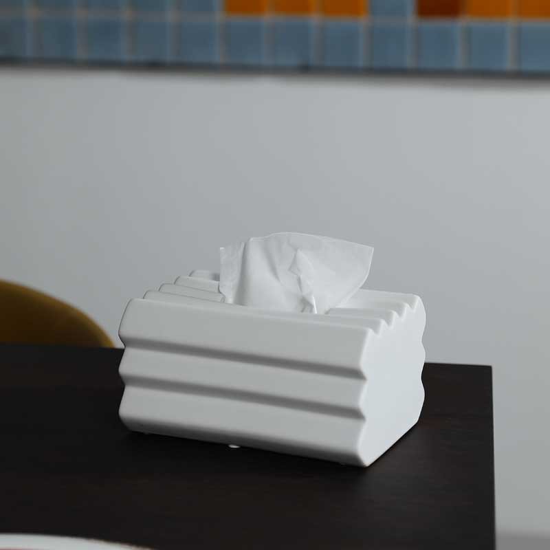 Caja de servillas de cerámica doméstica moderna creativa caja de servillas de aire crema caja de servillas de salón caja de extracción decoración adornos