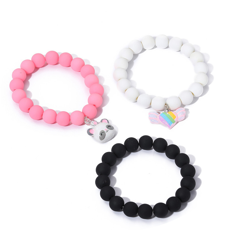 Cute Heart Shape Arylic Beaded Kidu0027S Bracelets 3 Piece Set