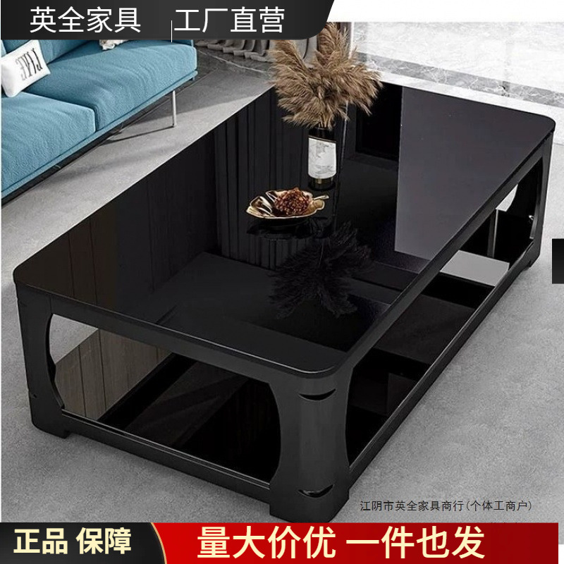 Clearance Sale: Modern Living Room Coffee Table for Small Homes, New Model, Marble Tempered Glass, Rectangular, Double-Layer, Durable Table