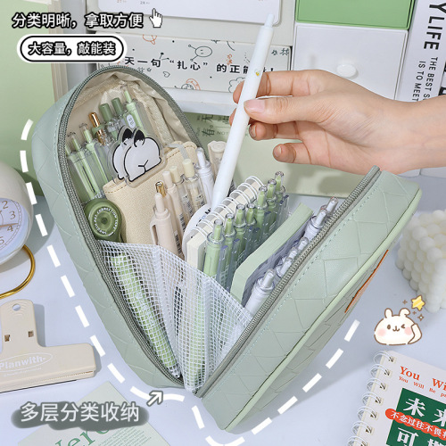 Multifunctional large-capacity pencil case, portable high-looking pencil case, Korean style woven pen holder, stationery box, six-layer storage bag