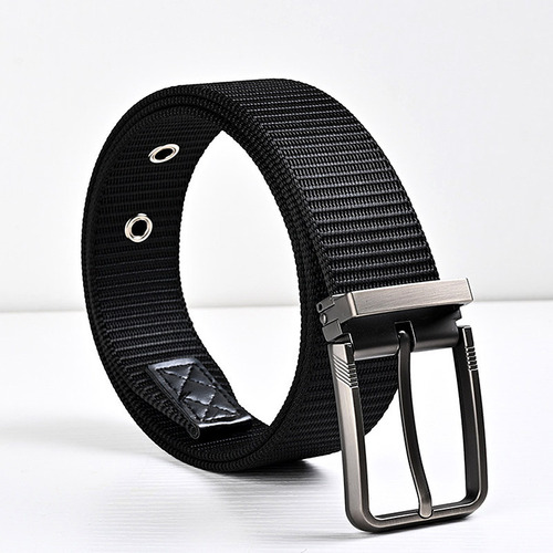 3.5cm Shearable Buttonholes Slim Waist Men's Nylon Casual Woven Cross-border Jeans Belt Alloy Thickened