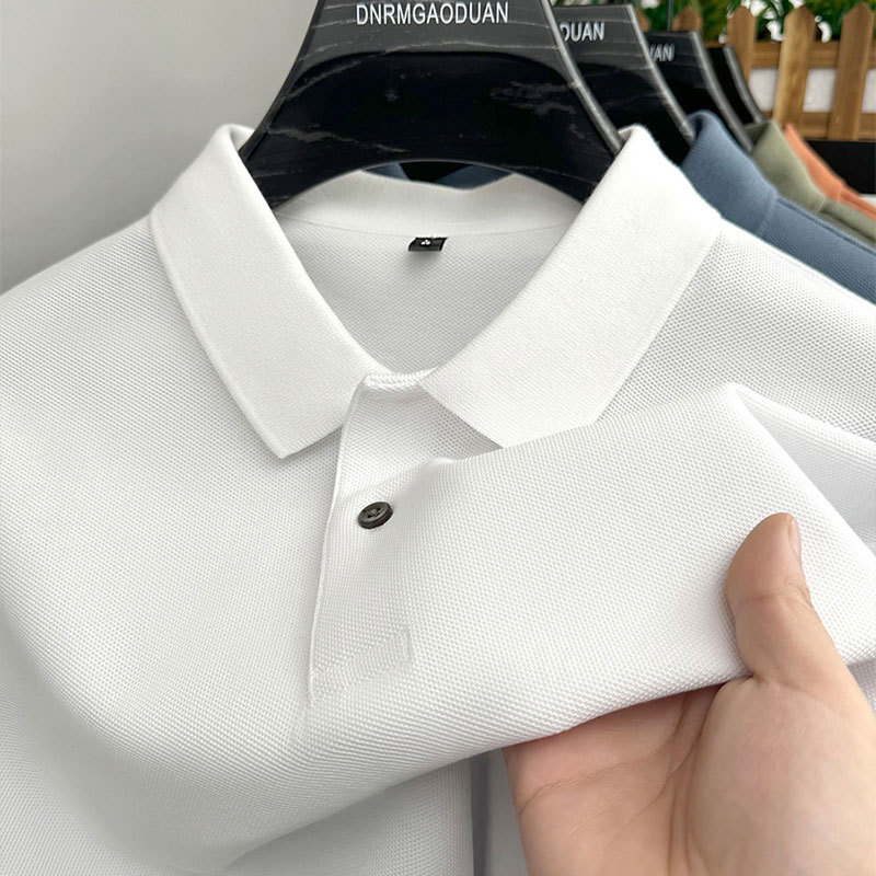 Source Factory 100 Pure Cotton Polo Middle-Aged Summer Short-Sleeved Tops New Men's Lapel Pure Color Casual T-Shirt