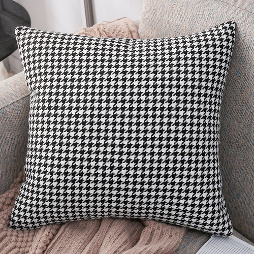 Internet celebrity houndstooth linen pillow case ins style light luxury bedside pillow back cushion car lumbar pillow sofa pillow