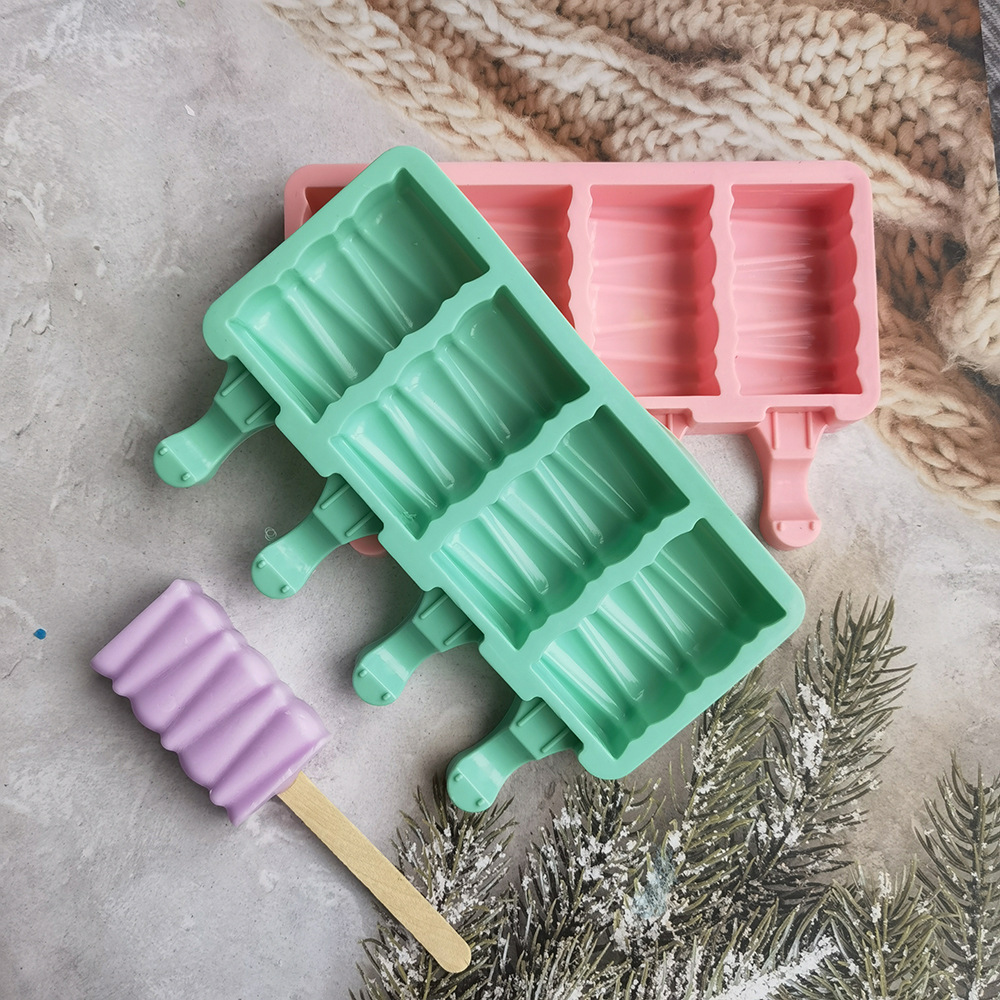 4 bloques de construcción molde de helado molde de helado molde de helado molde de helado molde de silicona blanca