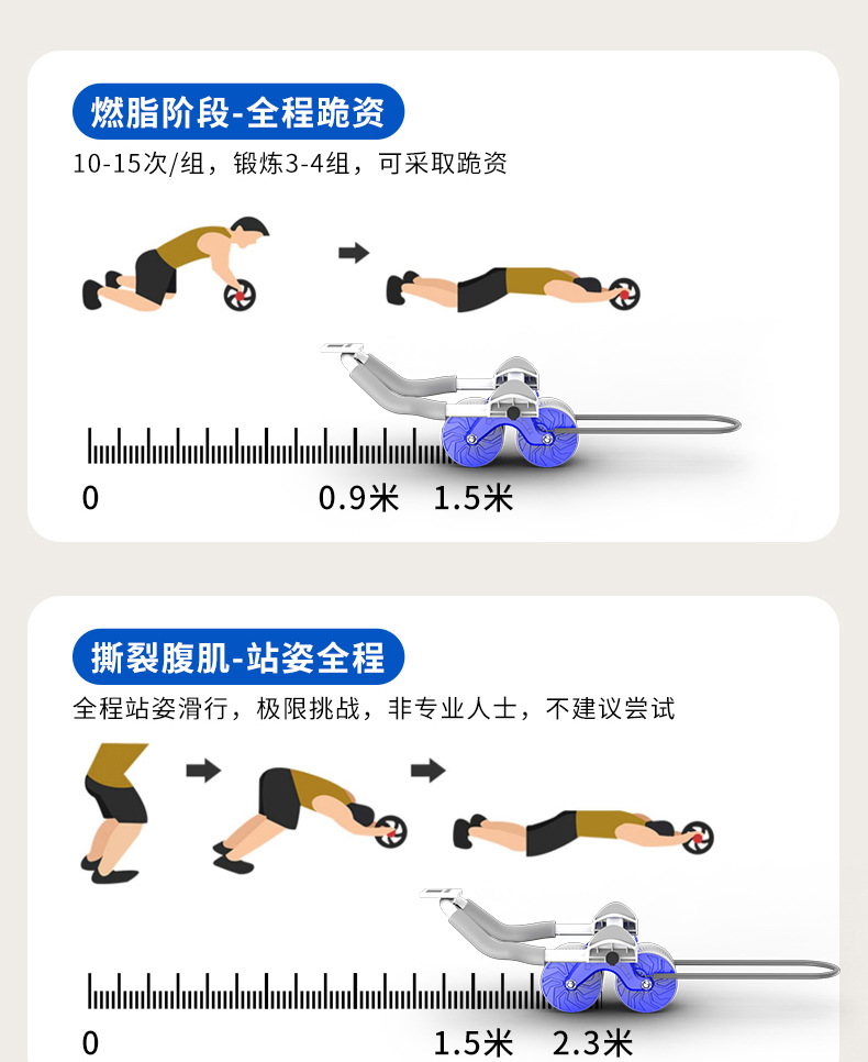 自动回弹腹肌滚轮瘦肚子神器腹肌训练器健腹器计时计数肘撑健腹轮  支持一件代发详情10