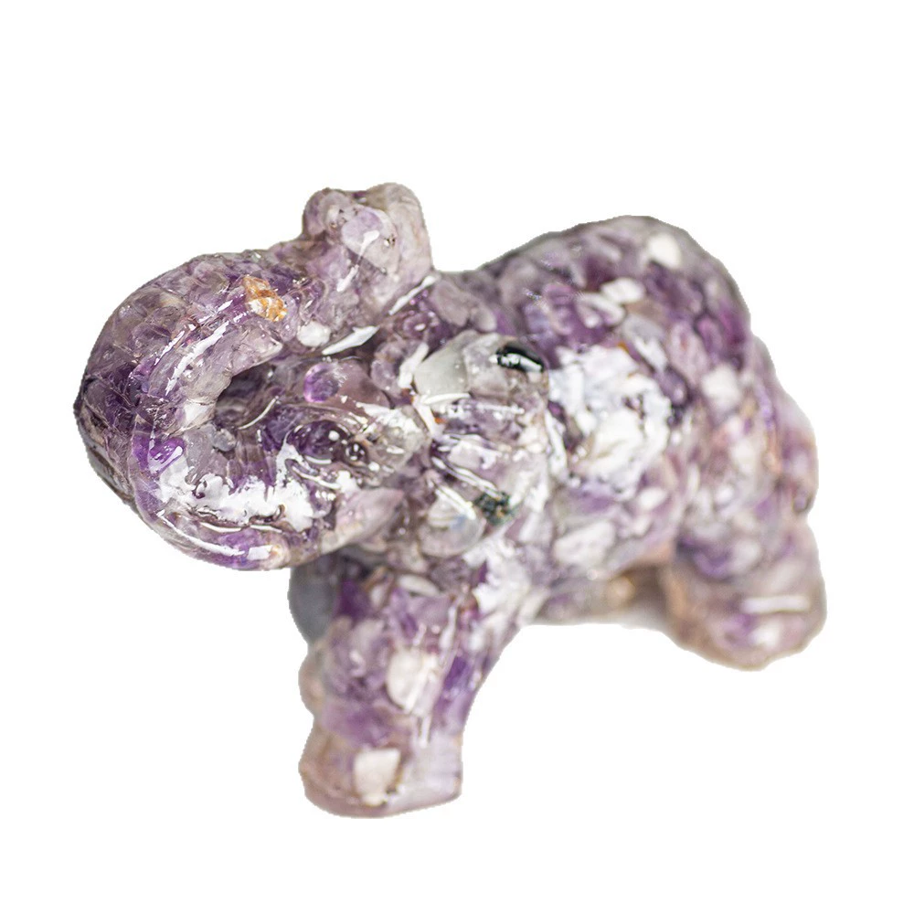 [Lucky Crystal Elephant] Натуральный кристаллический смоляной слон украшение, благоприятное настольное украшение