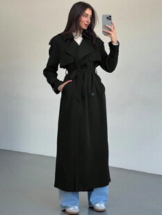 Z 40281 Loose Double Breasted Trench Coat �����L�� �羳���l
