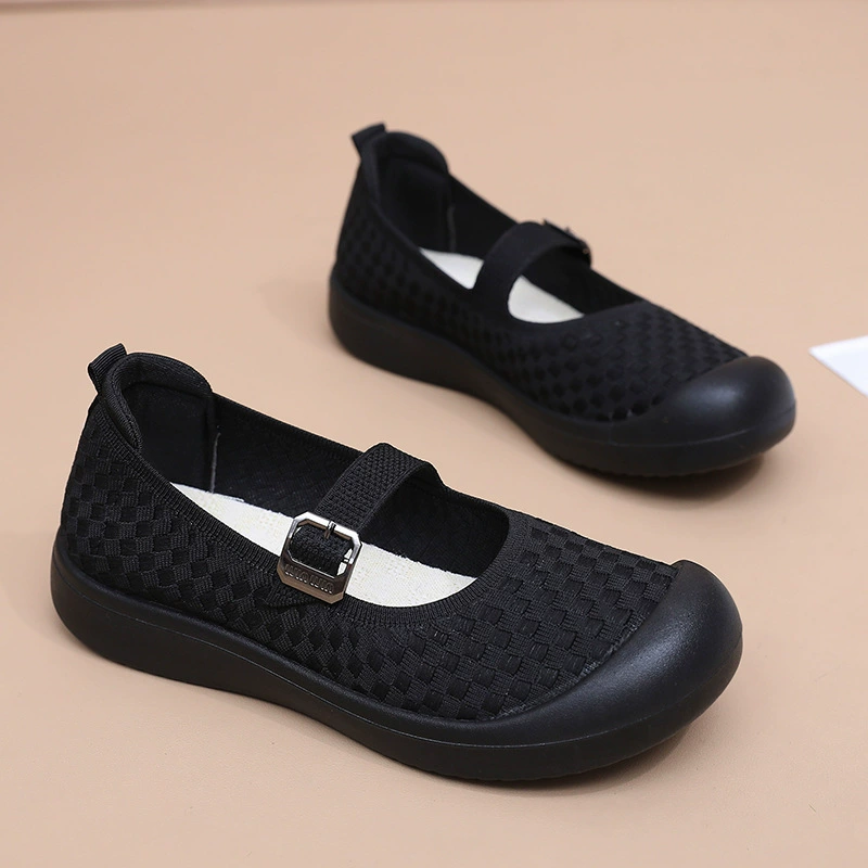 Женская летняя дышащая обувь для внешней торговли, пряжка с круглым носком, легкая мягкая подошва, повседневная универсальная модная обувь, трансграничная обувь для мам.