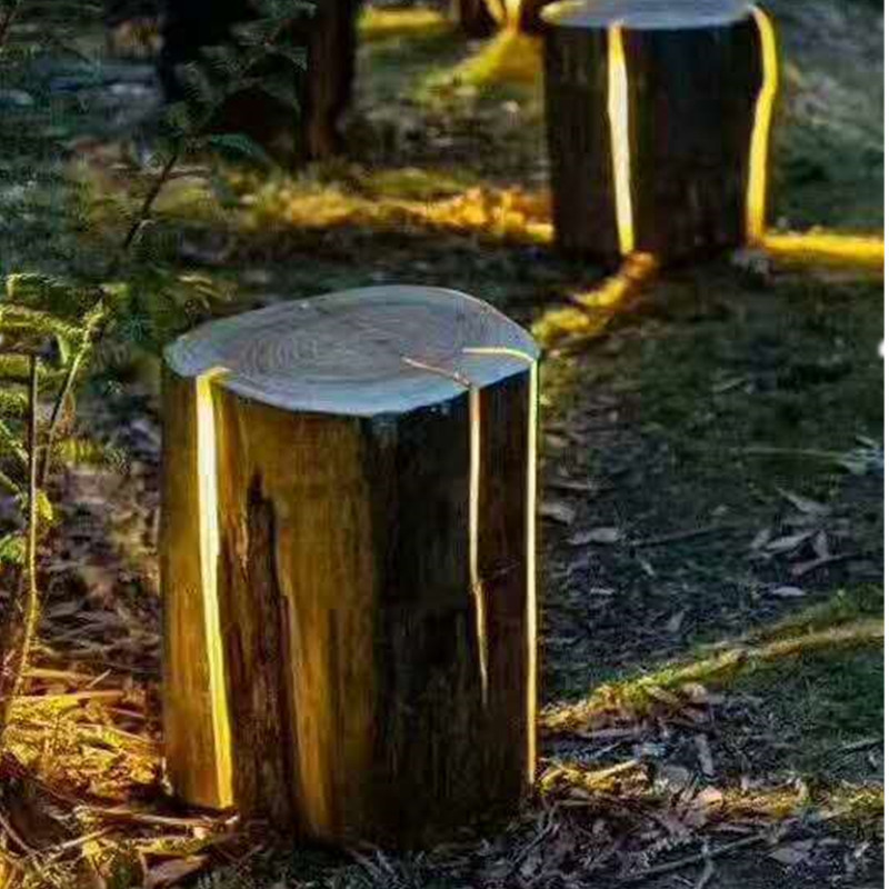 户外植物草坪灯发光树桩木桶灯仿真木凳木墩草地灯庭院景观木桩灯