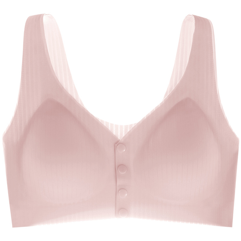 Ropa interior de la madre sujetador de hebilla frontal delgada de verano para mujer sujetador de seda de hielo inalámbrico de mujer talla grande sujetador de chaleco de mediana edad y edad avanzada