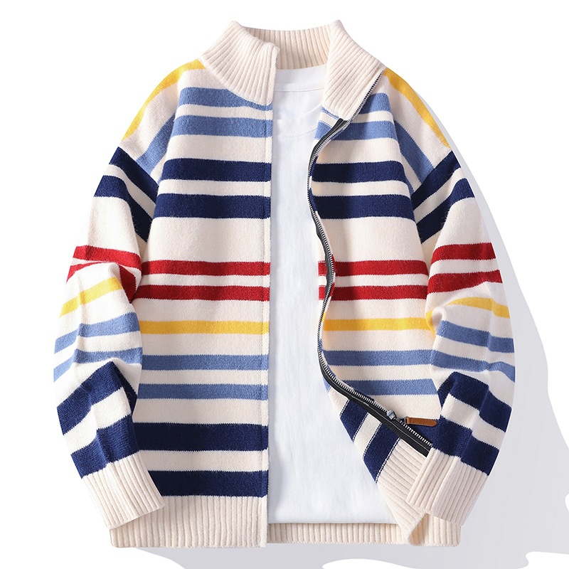 Cross-Border Export Dropshipping Knitwear [New Style] 2025 Autum Fashion Stand-Up Collar Knitwear Cardigan for Men