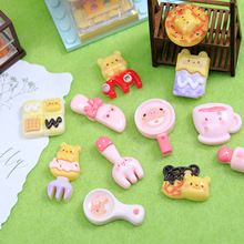 新款卡通披萨尼尼刀叉系列diy树脂配件奶油胶发饰手座挂件洞洞鞋