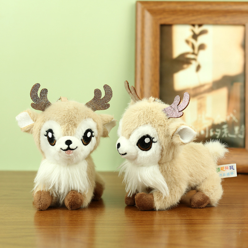 Cutie ciruela ciervo colgante juguetes de peluche Navidad ciervo muñeca bolsas colgante muñeca llaveras muñecas de tela