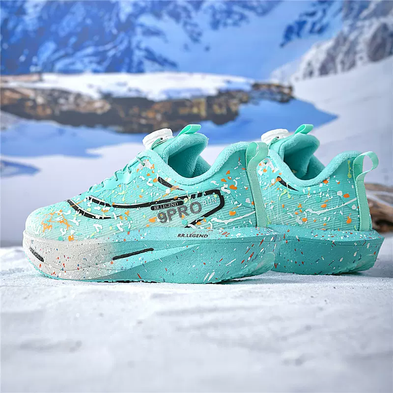 碳板跑鞋2025秋冬季加绒加厚夜光旋钮版跑步鞋亲子款成人运动跑鞋