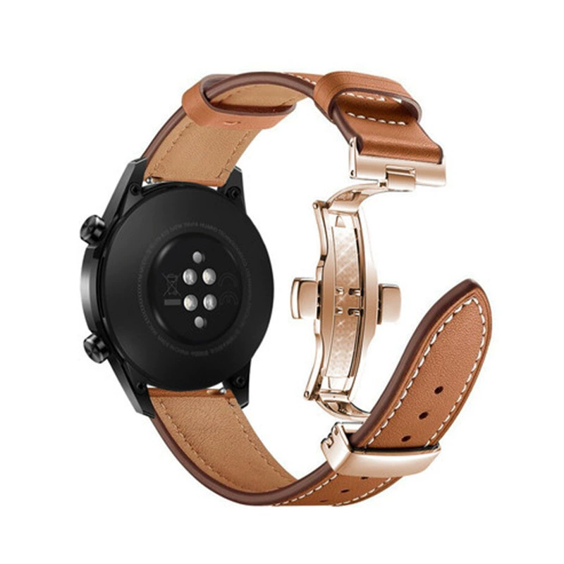 Применимый ремешок для Huawei GT2 leather Pro, Watch3, часы GT Smart 46, Butterfly пряжка 22 мм