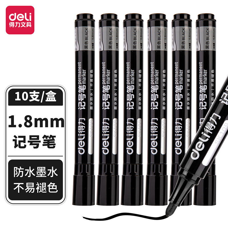 Deli Sk109 Marker Oil-Based Waterproof Pen Black/Blue/Red Large Capacity Not Easy to Fade Logistics Mark