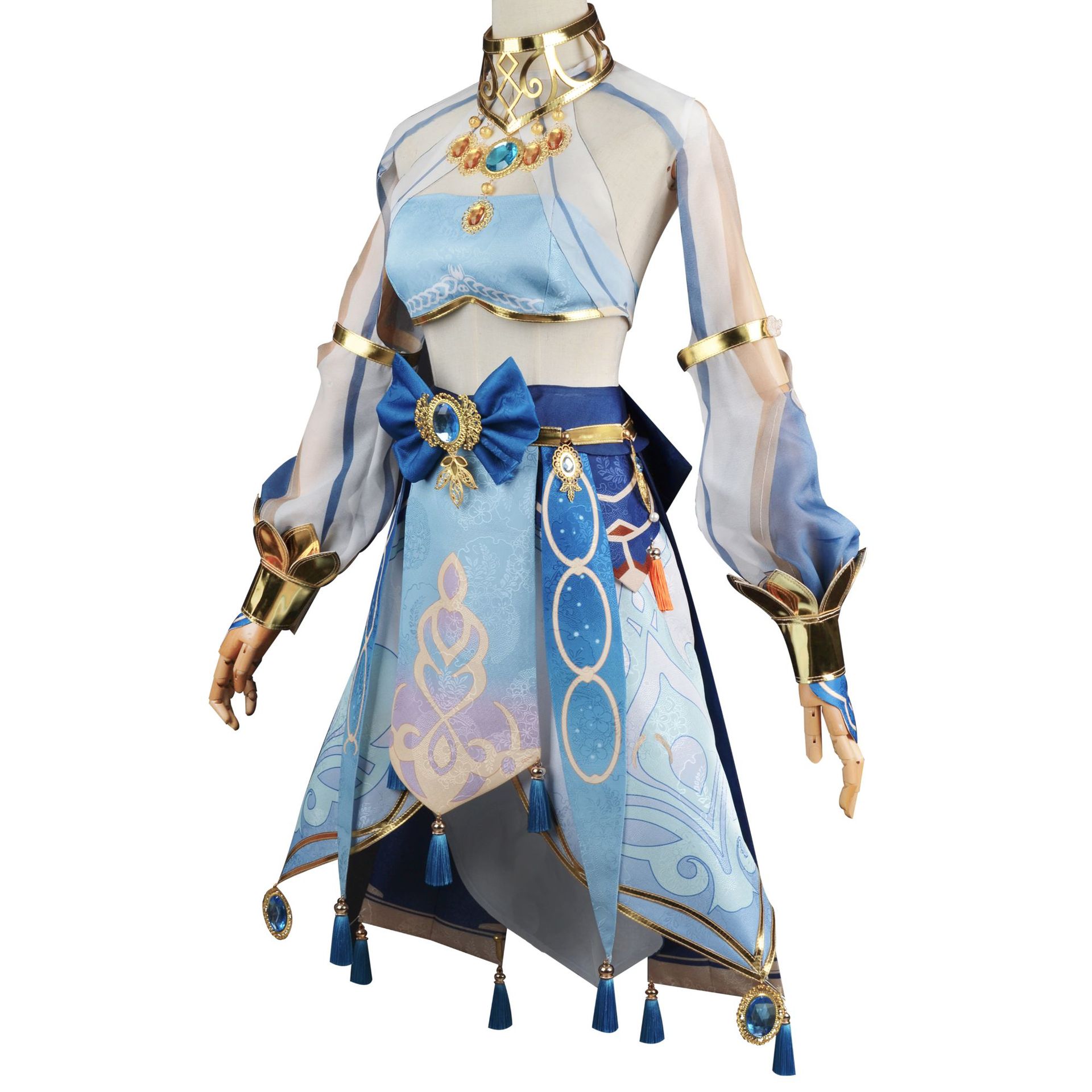 原神游戏cos服装妮露cosplay须弥舞娘蓝色服装女西域舞娘套装全套-阿里巴巴