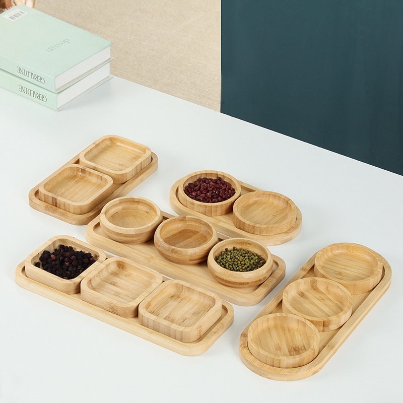 Bandeja de Bambú para Postres Estilo Japonés con Soporte