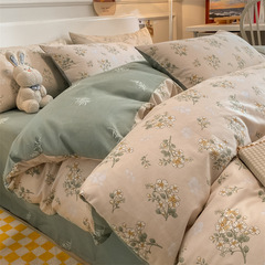 ins風純棉四件套40支斜紋印花款小清新全棉棉被套床單宿舍單雙人