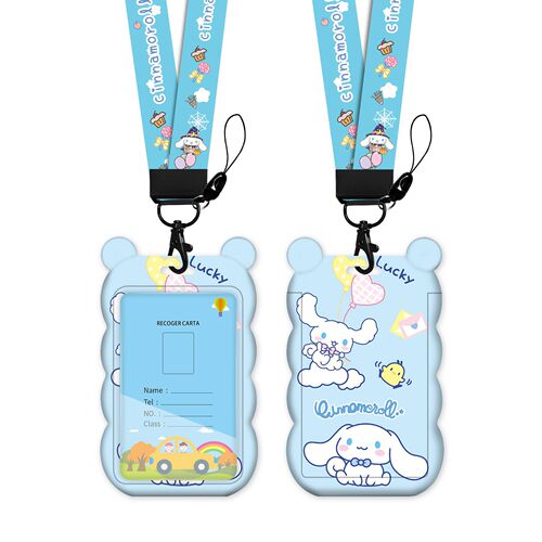 Cartoon cute cinnamon dog card holder, personalized and creative bus and subway access control card holder, integrated key chain, long hanging neck rope