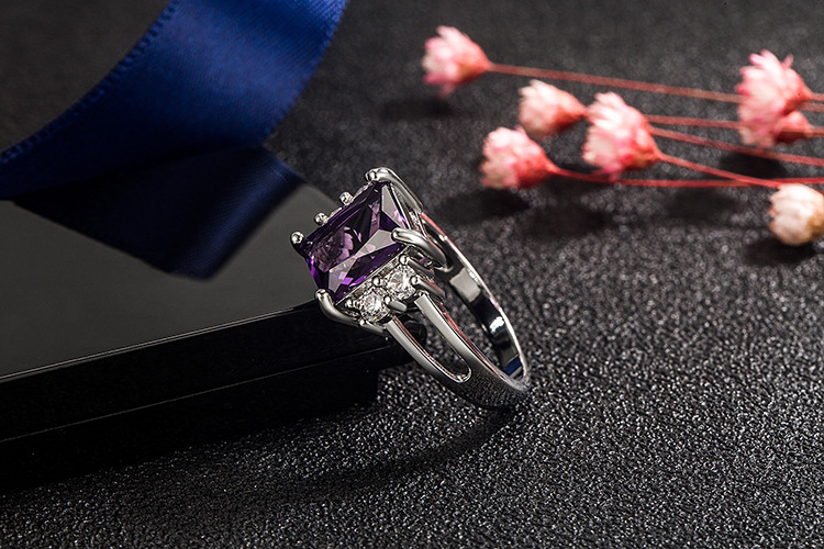 Fashion Square Copper Rings Inlay Zircon Copper Rings