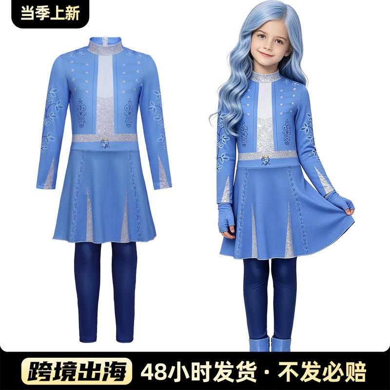 Amazon Descendants 5 Chloe Dark Wonderland Cosplay Costume 3D Printed Dress Halloween Stage Performance