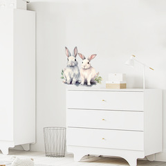 PH-QT1040跨境可愛兔子牆貼裝飾臥室床頭兒童房客廳牆面自粘貼紙