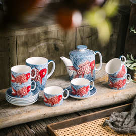 厂家批发年年有余咖啡杯碟茶杯碟下午茶具茶壶办公茶具送礼品套装