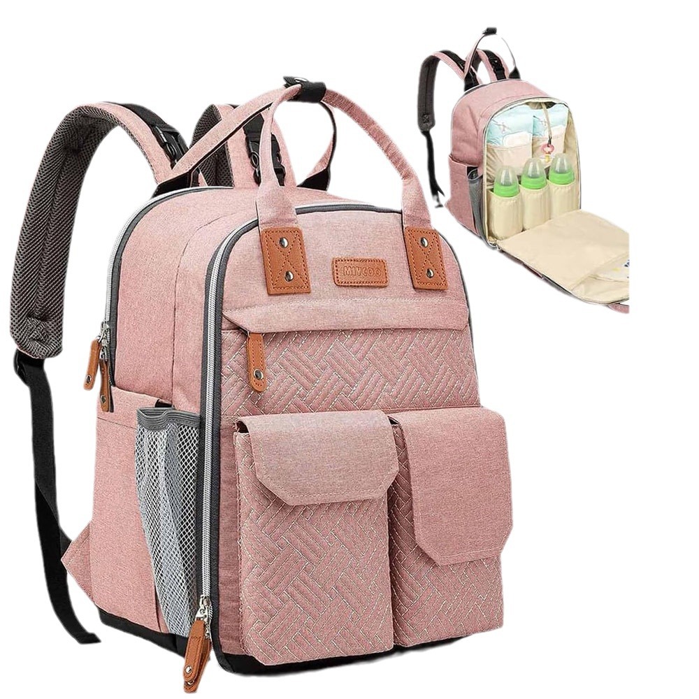 Bolso de momia de doble hombro de gran capacidad a prueba de agua con USB conjunto de tres piezas bolsa de madre y bebé transfronteriza Venta caliente bolsa de madre multifuncional