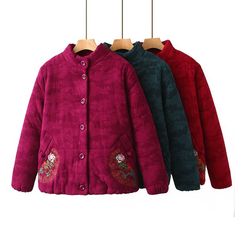 Мама зимняя хлопчатобумажная куртка пожилая одежда бабушка среднего и пожилого хлопчатобумажная куртка зимняя новая бархатная утолщая хлопчатобумажная одежда женщина