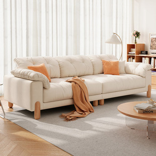 Log Cream Style Sofa Living Room Straight Row Corduroy Fabric Three or Four Person Combination Straight Row Modern Simple Wholesale