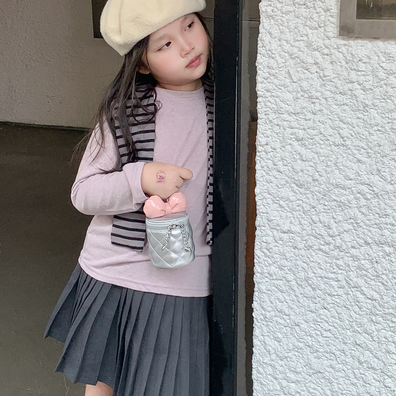 Bolsos de cubos para niños coreanos lindos arcos mini bolsos de hombro para bebés de estilo extranjero bolsos de cadena para hombres y mujeres