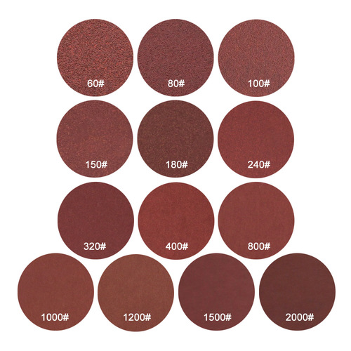 Foreign trade supply 1 inch 25mm flocked sandpaper polishing self-adhesive disc red sand brushed sheet back velvet sandpaper red sand