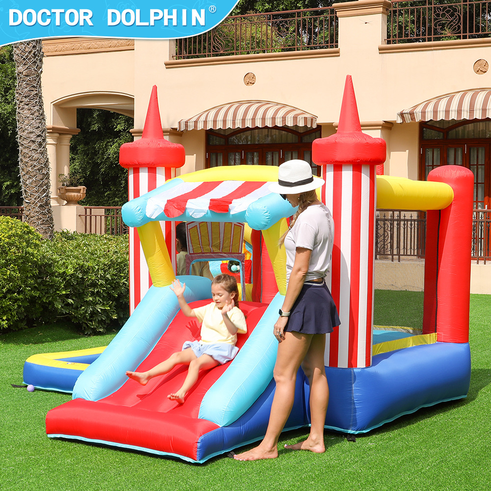 Castillo Inflable Infantil Doctor Dolphin, Tobogán, Trampolín, Combinado, Parque Infantil, Antideslizante, Combinado Inflable para Interiores