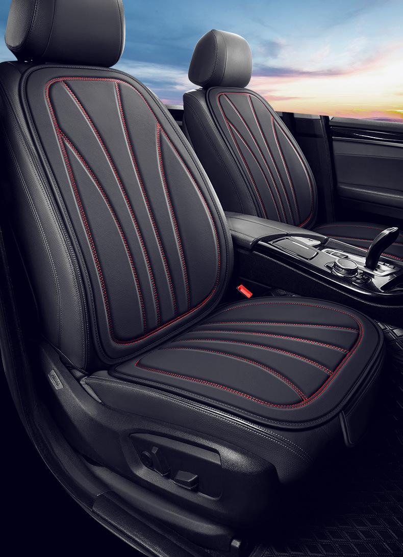 Car Cushion Four Seasons Universal Small Waist Fashion Square Cushion Mercedes-Benz Pattern PVC Simulation Leather Full Envelope Cushion