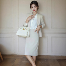 春秋杏灰色职业OL西装套裙修身显瘦半裙售楼部行政秘书客服工作装