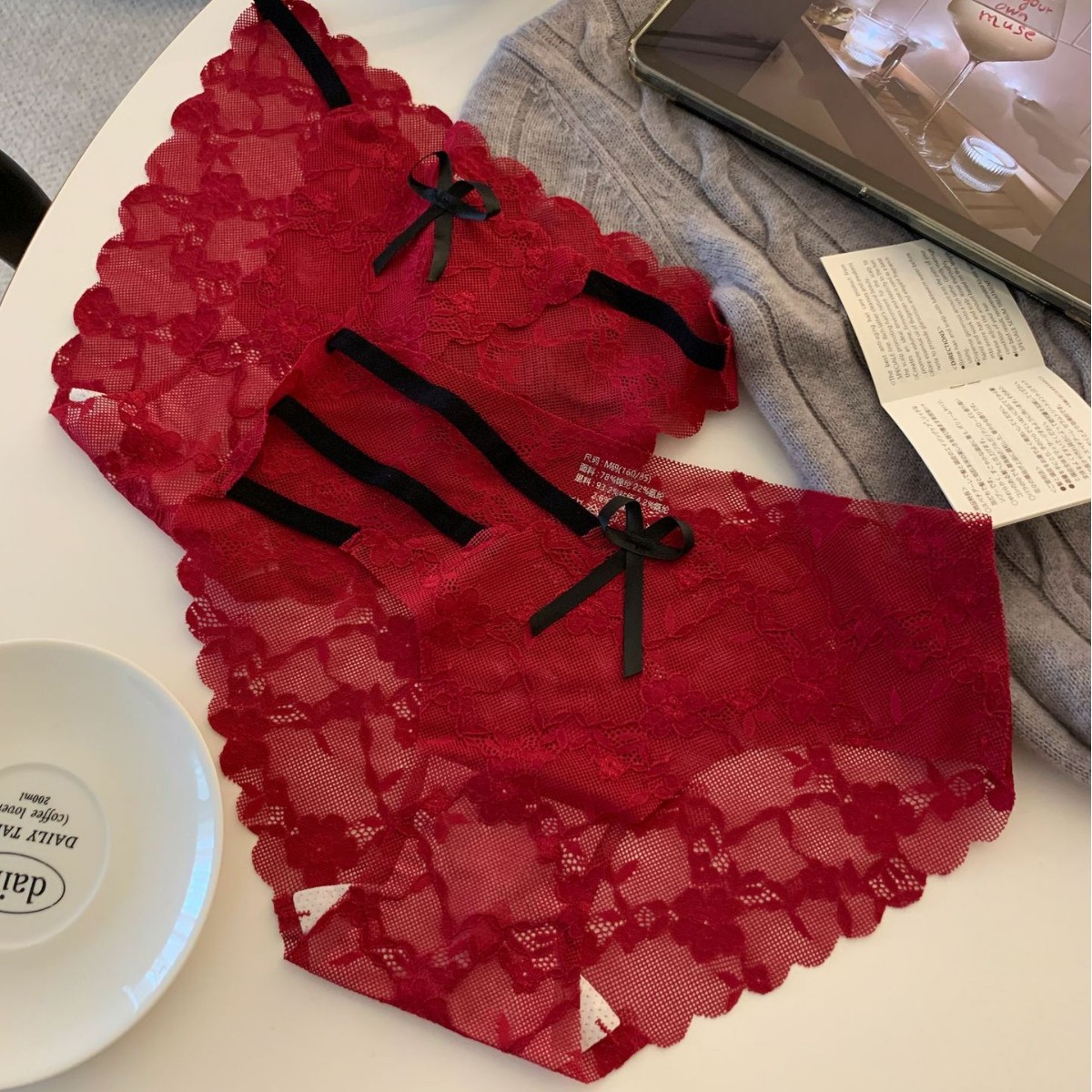 Year of the Horse Charm Red~ Sexy Lace Panties for Women, Red for the Year of Birth, Pure Desire, Breathable Wedding Briefs for Young Girls