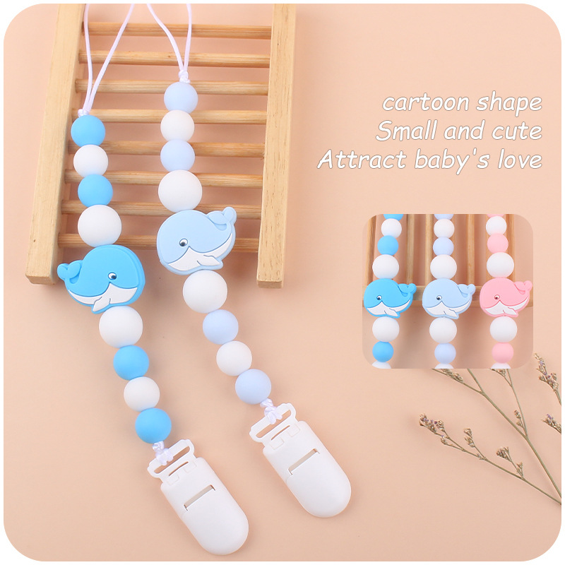 Bebés calmar la cadena de tetas creativas bebés dibujos animados animales ballenas de silicona mordida de dientes molares anti-caída cadena nueva